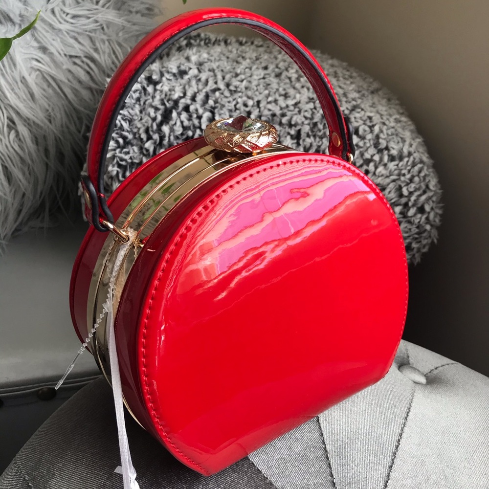 La Terre Fashion Vegan Patent Leather Red Handbag